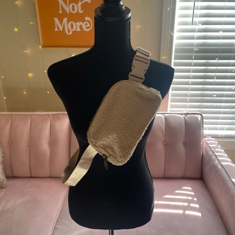 Amazon Sherpa Adjustable Cream Crossbody Bag